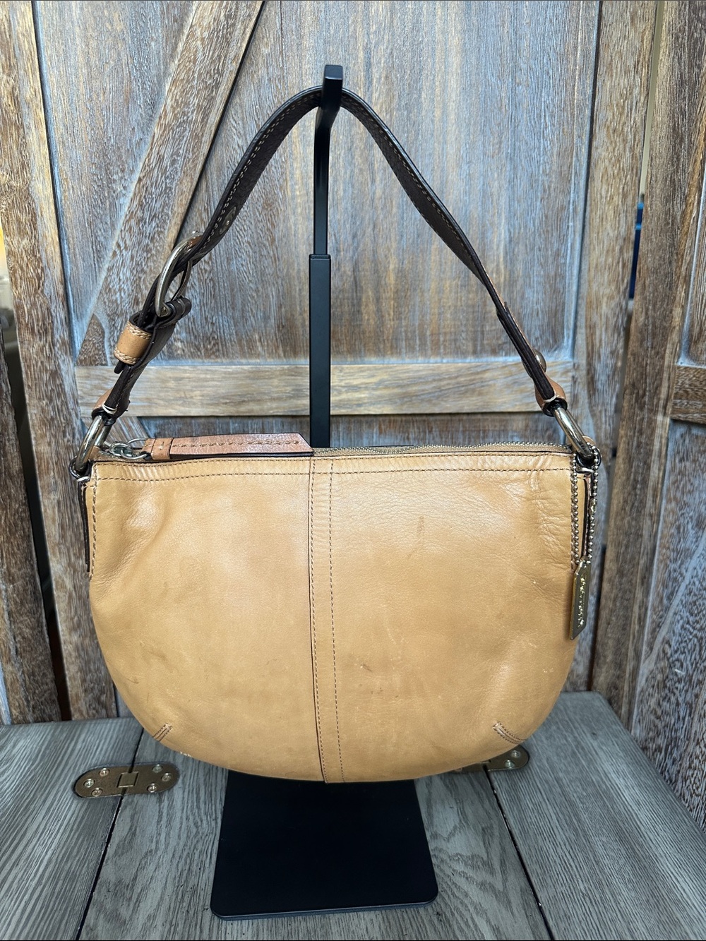 Coach F13100 Leather Hobo Shoulder Bag